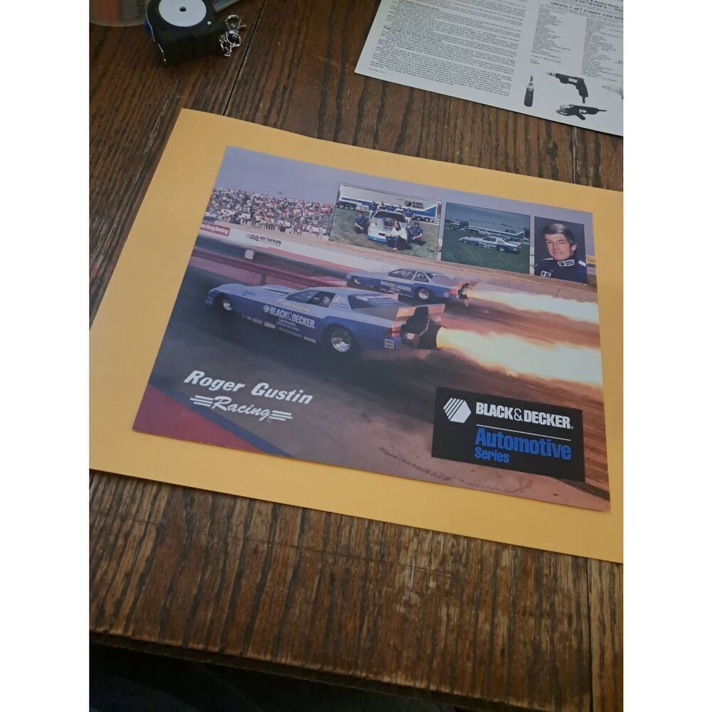 Vintage Roger Gustin Jet Funny Car 8x10 Black & Decker Sponsor Card